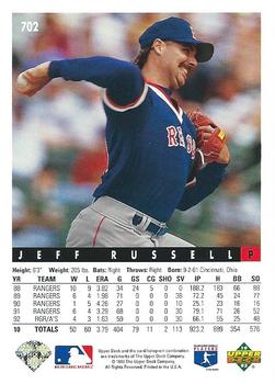 1993 Upper Deck #702 Jeff Russell Back