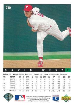 1993 Upper Deck #710 David West Back