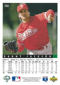 1993 Upper Deck #753 Danny Jackson Back