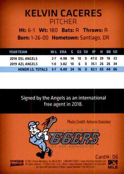 2021 Choice Inland Empire 66ers #6 Kelvin Caceres Back