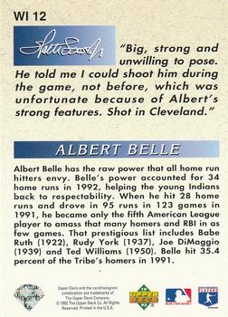 1993 Upper Deck - Iooss Collection #WI 12 Albert Belle Back