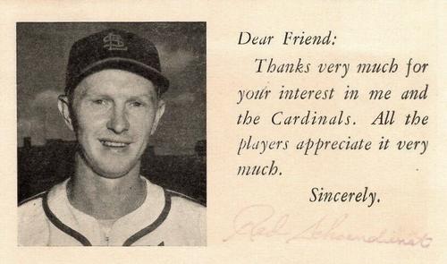 1951-52 St. Louis Cardinals Postcards #NNO Red Schoendienst Front