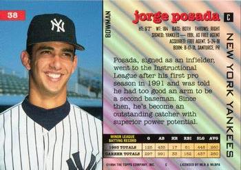 1994 Bowman #38 Jorge Posada Back