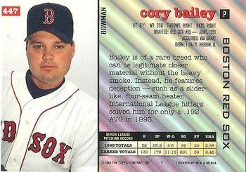 1994 Bowman #447 Cory Bailey Back