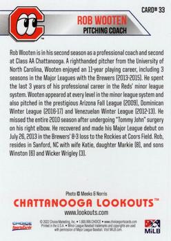 2022 Choice Chattanooga Lookouts #33 Rob Wooten Back