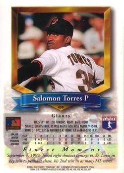 1994 Finest #439 Salomon Torres Back