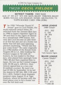 1990 Topps Magazine #TM28 Cecil Fielder Back