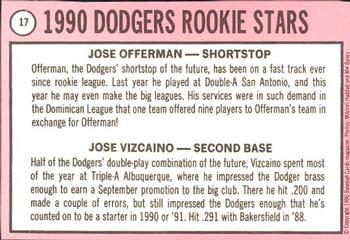 1990 Baseball Cards Magazine '69 Topps Repli-Cards #17 Dodgers Rookies (Jose Offerman / Jose Vizcaino) Back