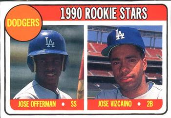 1990 Baseball Cards Magazine '69 Topps Repli-Cards #17 Dodgers Rookies (Jose Offerman / Jose Vizcaino) Front