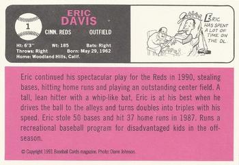 1991 Baseball Cards Magazine '66 Topps Replicas #1 Eric Davis Back