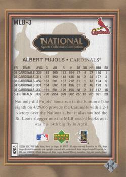 2006 Upper Deck National Convention #MLB-3 Albert Pujols Back