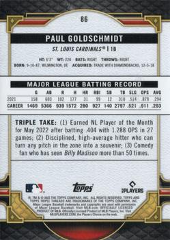 2022 Topps Triple Threads - Gold #86 Paul Goldschmidt Back