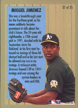 1994 Fleer - Major League Prospects #17 Miguel Jimenez Back