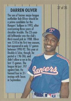 1994 Fleer - Major League Prospects #27 Darren Oliver Back