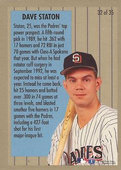 1994 Fleer - Major League Prospects #32 Dave Staton Back