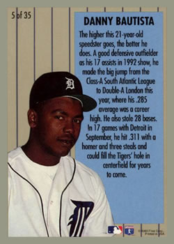 1994 Fleer - Major League Prospects #5 Danny Bautista Back