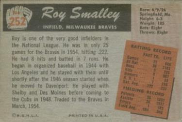 1955 Bowman #252 Roy Smalley Back