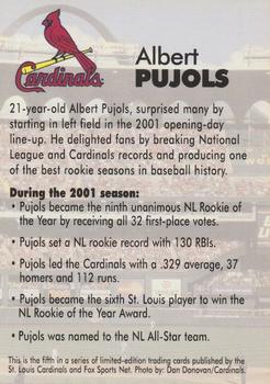 1998-23 St. Louis Cardinals Fox Sports Net #5 Albert Pujols Back