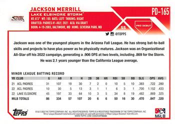 2023 Topps Pro Debut #PD-165 Jackson Merrill Back