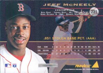 1994 Pinnacle #231 Jeff McNeely Back