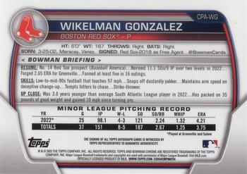 2023 Bowman Chrome - Chrome Prospect Autographs #CPA-WG Wikelman Gonzalez Back