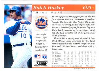 1994 Score #605 Butch Huskey Back