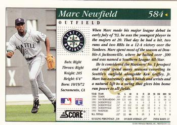 1994 Score - Gold Rush #584 Marc Newfield Back