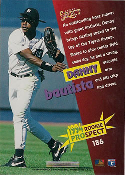 1994 Select #186 Danny Bautista Back