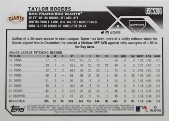2023 Topps Chrome Update Sapphire Edition - Gold #USCS280 Taylor Rogers Back