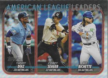 2024 Topps - Rainbow Foil #149 American League Leaders Batting Average (Yandy Díaz / Corey Seager / Bo Bichette) Front