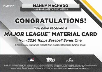2024 Topps - Major League Material Relics Gold #MLM-MM Manny Machado Back