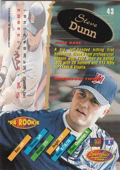 1994 Sportflics 2000 Rookie & Traded #43 Steve Dunn Back