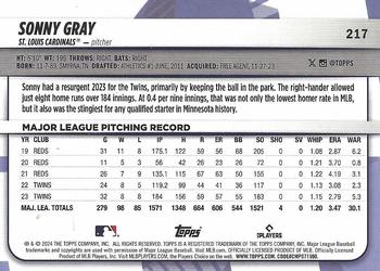 2024 Topps Big League #217 Sonny Gray Back