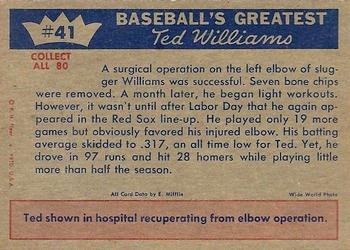 1959 Fleer Ted Williams #41 Ted Williams Back