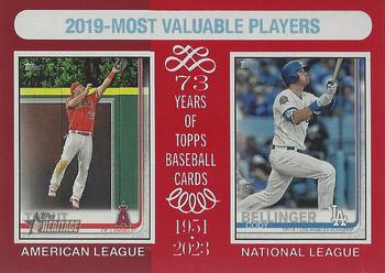 2024 Topps Heritage - Red Border #211 2019 MVPs (Mike Trout / Cody Bellinger Front
