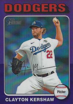 2024 Topps Heritage - Chrome Purple Refractor #386 Clayton Kershaw Front