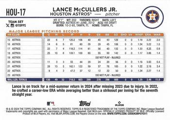 2024 Topps Houston Astros #HOU-17 Lance McCullers Jr. Back