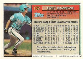 1994 Topps #132 Bret Barberie Back