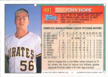 1994 Topps #491 John Hope Back