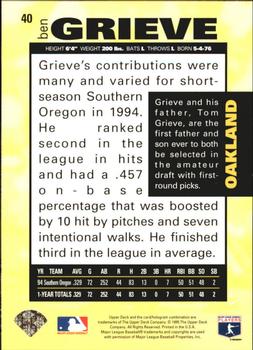 1995 Collector's Choice - Gold Signature #40 Ben Grieve Back