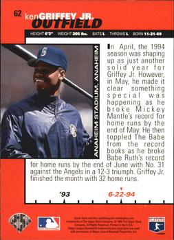 1995 Collector's Choice - Gold Signature #62 Ken Griffey Jr. Back