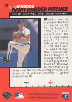 1995 Collector's Choice - Gold Signature #63 Greg Maddux Back