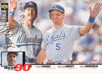 1995 Collector's Choice - Gold Signature #54 George Brett / Robin Yount / Dave Winfield Front