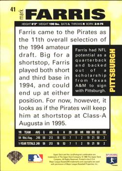 1995 Collector's Choice - Silver Signature #41 Mark Farris Back