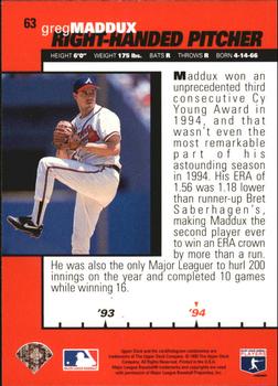 1995 Collector's Choice - Silver Signature #63 Greg Maddux Back