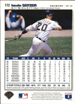 1995 Collector's Choice - Silver Signature #172 Kevin Seitzer Back