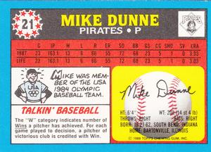 1988 Topps UK Minis #21 Mike Dunne Back