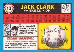 1988 Topps UK Minis #13 Jack Clark Back
