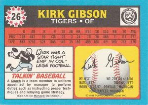 1988 Topps UK Minis #26 Kirk Gibson Back