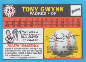 1988 Topps UK Minis #29 Tony Gwynn Back